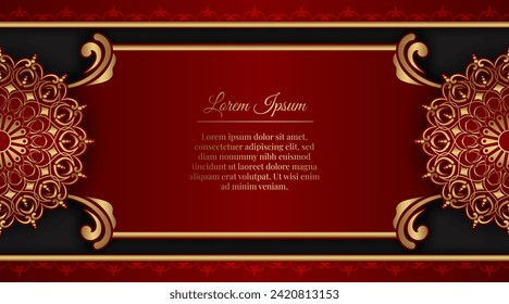 luxury red background, with gold mandala