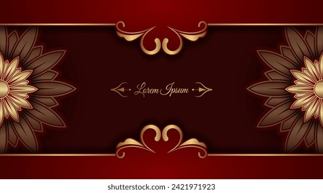luxury red background, with gold mandala