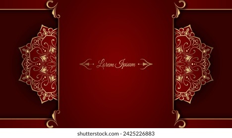 luxury red background, with gold mandala