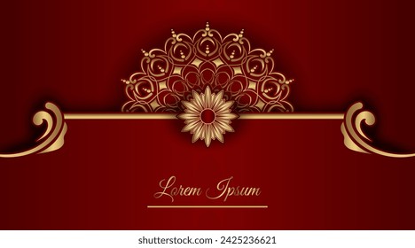 fondo rojo de lujo, con mandala de oro