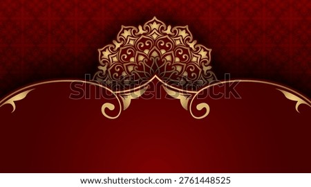 luxury red background, with gold mandala