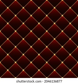 Luxury red background with golden chains and beads. Vector illustration.