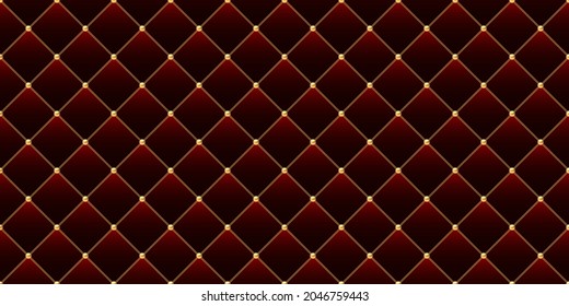 Luxury red background with golden chains and beads. Vector illustration.