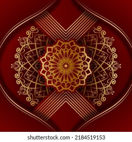 luxury red background, with golden mandala