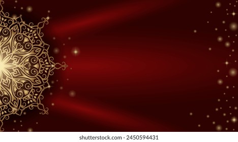 luxury red background with golden mandala ornament