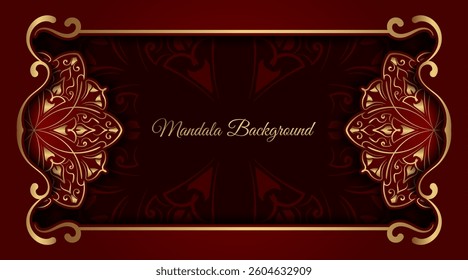 Luxury red background with golden mandala ornament