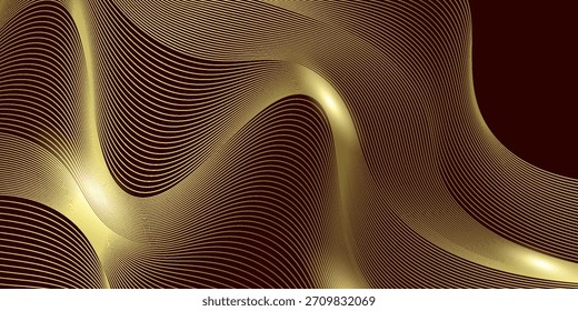 Luxuriöser roter Hintergrund mit goldenen Wellenlinien elegant und Lichteffekt funkeln. Auszeichnung Luxus-Design-Konzept. Vektorgrafik