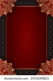 Luxury Red Background with Mandala Frame