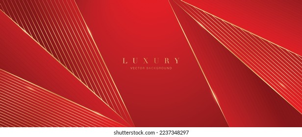 Vector de fondo rojo de lujo. Resumen de fondo de líneas rojas y doradas con efecto de brillo. Papel mural de estilo moderno para Año Nuevo chino, anuncios, banner de venta, presentación de negocios y diseño de envases.