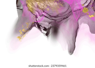 Luxury red, black, pink, gold abstract background of marble liquid ink art painting on paper. Original artwork watercolor alcohol ink paint. Vector illustration.