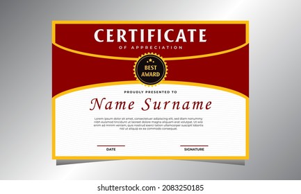 Luxury red certificate template stock vector