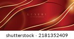 Luxury red color background vector. Elegant wallpaper in 3d style with gold wave line, golden light effect. Dark modern backdrop illustration perfect for branding, packaging, business, advertising.