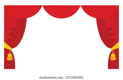 Elemento de marco de borde de cortina roja de lujo