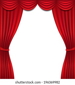 Luxury red curtain on white background vector