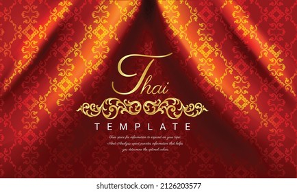 The luxury of red fabric texture background, Baroque ornament. The Arts of Thailand background.