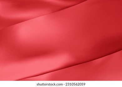 The luxury of red fabric texture background. Closeup of rippled silk fabric. Stacked silk fabrics. Red background. 3D vector illustration.