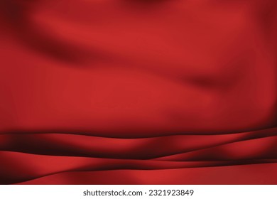 El lujo de la textura roja como fondo. Cierre de tela de seda rota. Tejidos de seda apilados. Fondo rojo. Ilustración vectorial 3D.