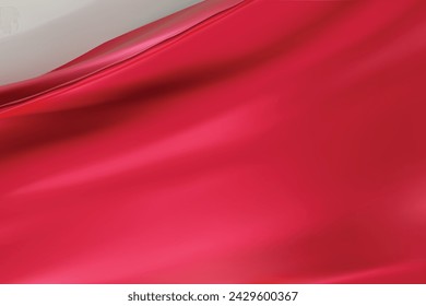 The luxury of red fabric texture background. Closeup of rippled silk fabric. Stacked silk fabrics. Red background. 3D vector illustration.