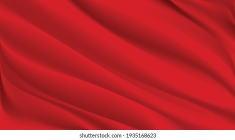 The luxury of red fabric texture background.Closeup of rippled silk fabric.Abstract  white cloth or liquid wave  vector background.Cloth soft wave. Creases of satin, silk, and cotton.