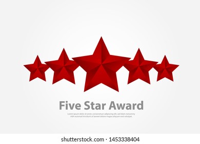 luxury red five star award on grey gradient background