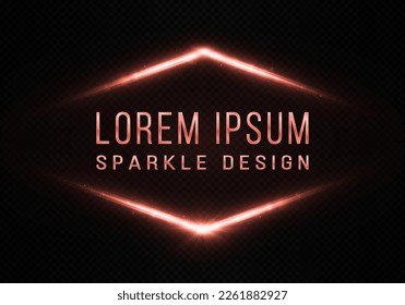 Diseño de marco rojo de lujo para descuento, venta y tarjeta de felicitación. Elementos geométricos con partículas brillantes.
