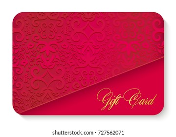 Luxury red gift card with vintage ornament decoration