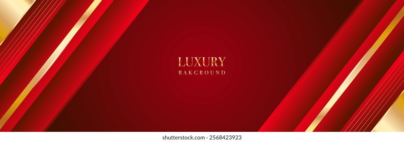 Luxury red and gold background with light effect Suitable for website banners, landing pages.