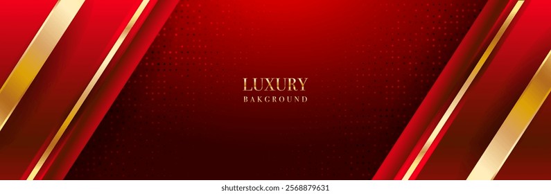 Luxury red and gold background with light effect Suitable for website banners, landing pages