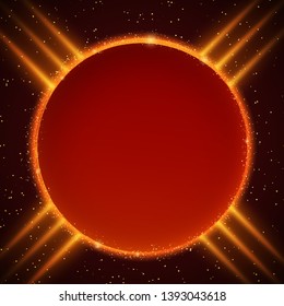 Luxury red and gold background with round banner. Design for presentation, concert, show. Vector illustration