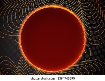 Luxury red and gold background with round banner. Design for presentation, concert, show. Vector illustration
