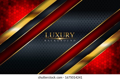 Luxury red, gold and black combination background design. Vector graphic illustration