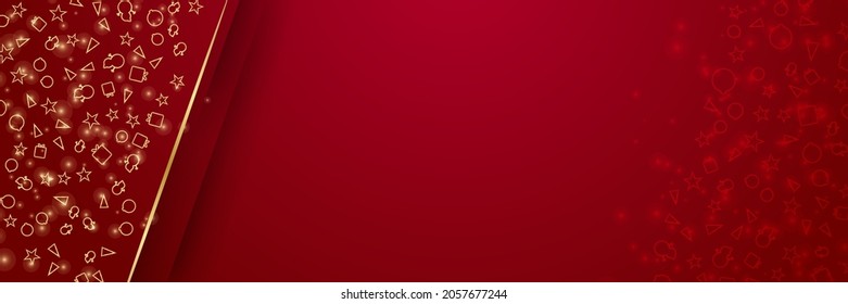 Luxury red gold greeting card background. Happy Holidays cards with New Year tree, gifts, snowflakes, star frames and backgrounds design. Modern universal artistic templates. Vector illustration
