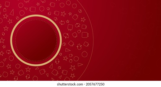 Luxury red gold greeting card background. Happy Holidays cards with New Year tree, gifts, snowflakes, star frames and backgrounds design. Modern universal artistic templates. Vector illustration