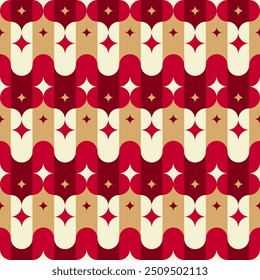 Luxury red and gold retro geometric elements pattern background.