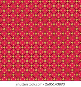 Luxury Red and Gold Seamless Pattern with Ornamental Motifs - Elegant Decorative Textile or Wallpaper Design