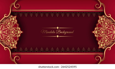 Luxury red mandala background, round decoration
