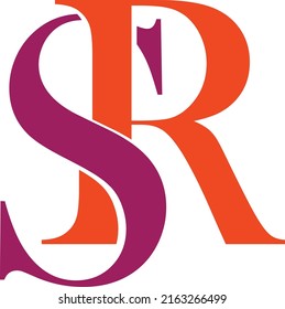 Luxury Red and Orange Color initial based SR logo