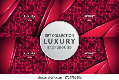 Luxury red overlay layers background banner . Realistic light effect on textured red square background.