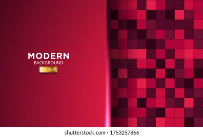 Luxury red overlay layers background banner design. Realistic light effect on textured red square background.
