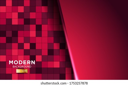 Luxury red overlay layers background banner design. Realistic light effect on textured red square background.