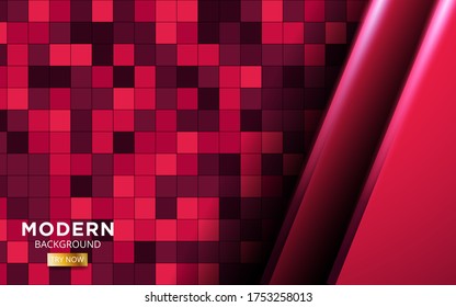 Diseño de banner de fondo de capas de capa superpuesta roja de lujo. Efecto de luz realista sobre el fondo cuadrado rojo texturado.