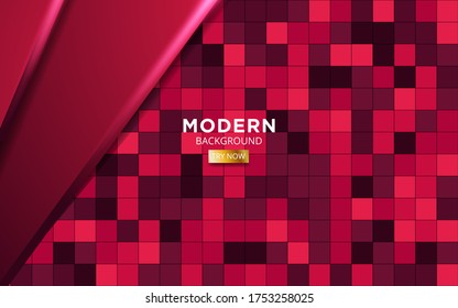 Luxury red overlay layers background banner design. Realistic light effect on textured red square background.