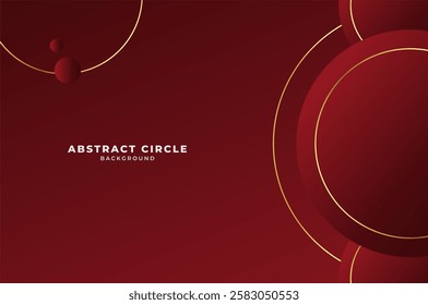 luxury Red Rose Circle shape background with gold line and planetary. Abstract geometry background with modern and elegant concept.