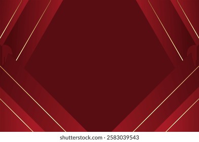 luxury Red Rose curtain background with gold line. Abstract geometry background with modern and elegant concept.