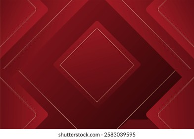 luxury Red Rose Rounded diamond shape background with gold line. Abstract geometry background with modern and elegant concept.