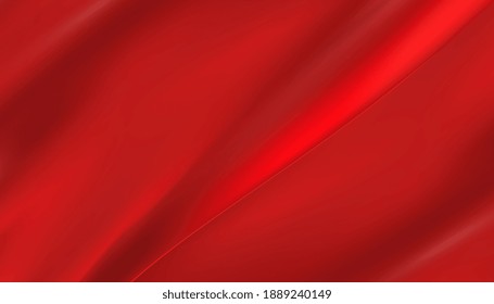 Luxury red satin smooth fabric background.Abstract vector background luxury red cloth or liquid wave or wavy folds of grunge silk texture satin velvet material,luxurious background.Vector illustration