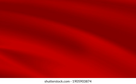 Luxury red satin smooth fabric background. Abstract background luxury red cloth or liquid wave or wavy folds of silk satin background. Red silky fabric. Decoration element for design. Vector EPS10