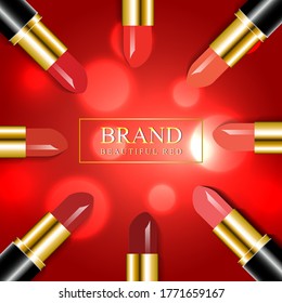 Luxury red shade lipstick vector illustration