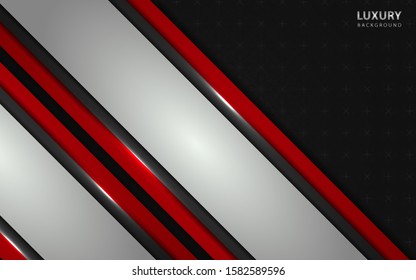 Luxury red, silver, and black overlapping background a combination glitters element decoration. Vector design template for use modern cover, celebration banner, advertising corporate, frame