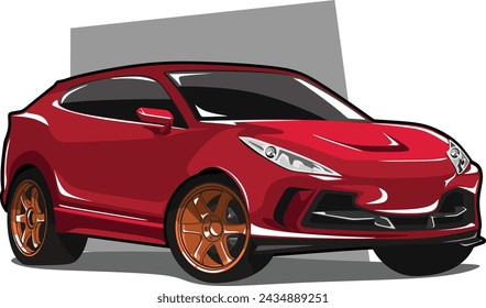 luxury red suv in vector 